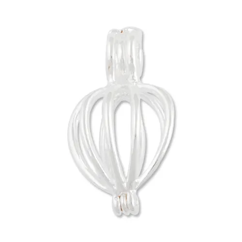 22*11MM Silver Filigree Teardrop Brass Cage Pendant ,Sold 20 PCS Per Pkg