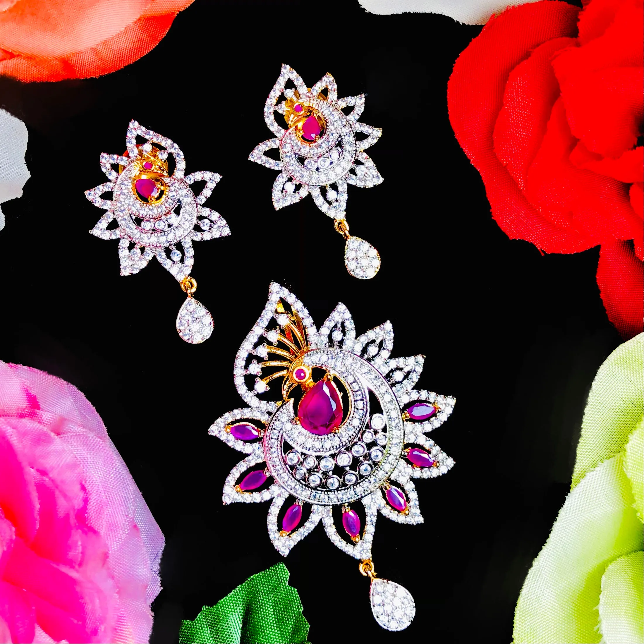 American Diamond Pendant Set (Design 10)