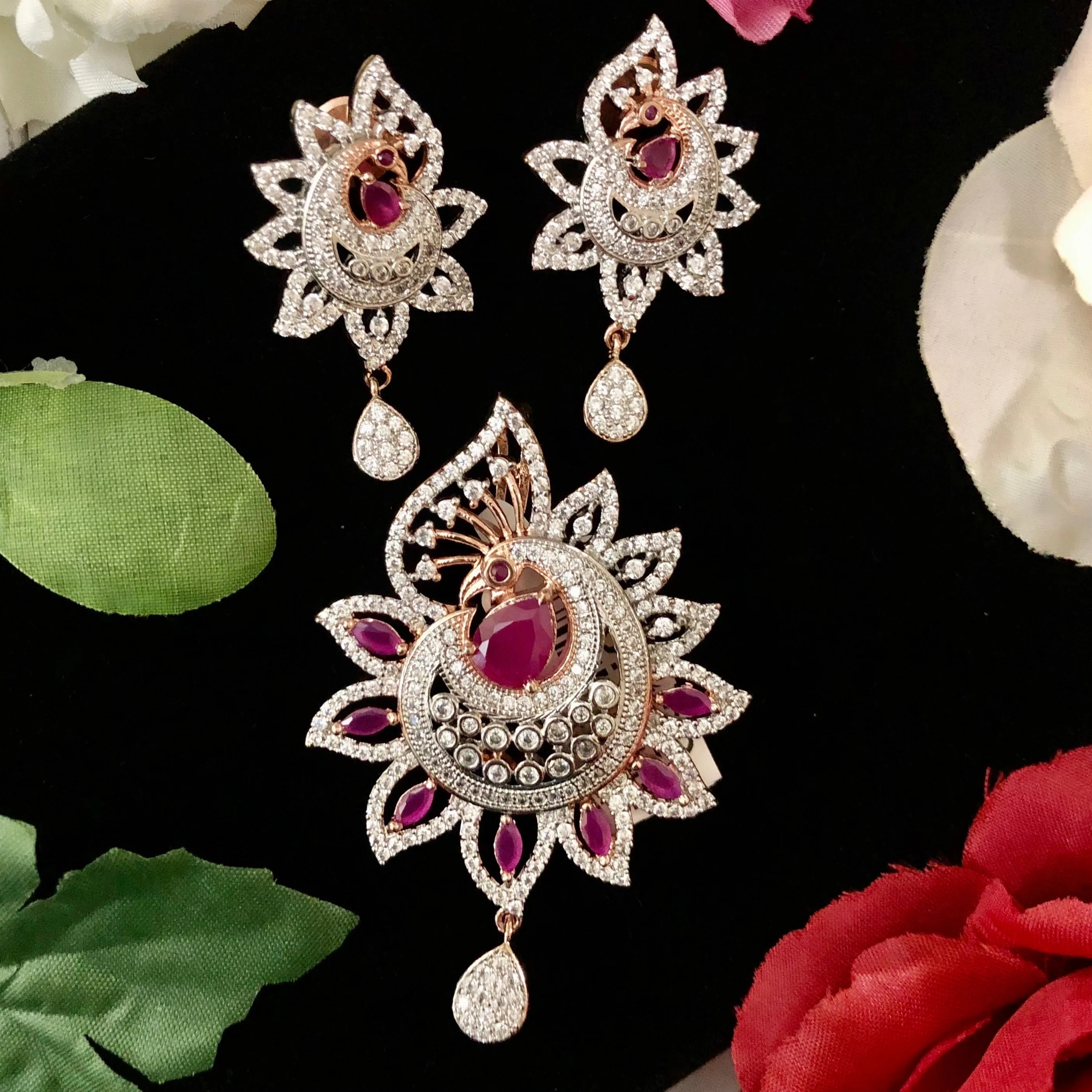 American Diamond Pendant Set (Design 10)
