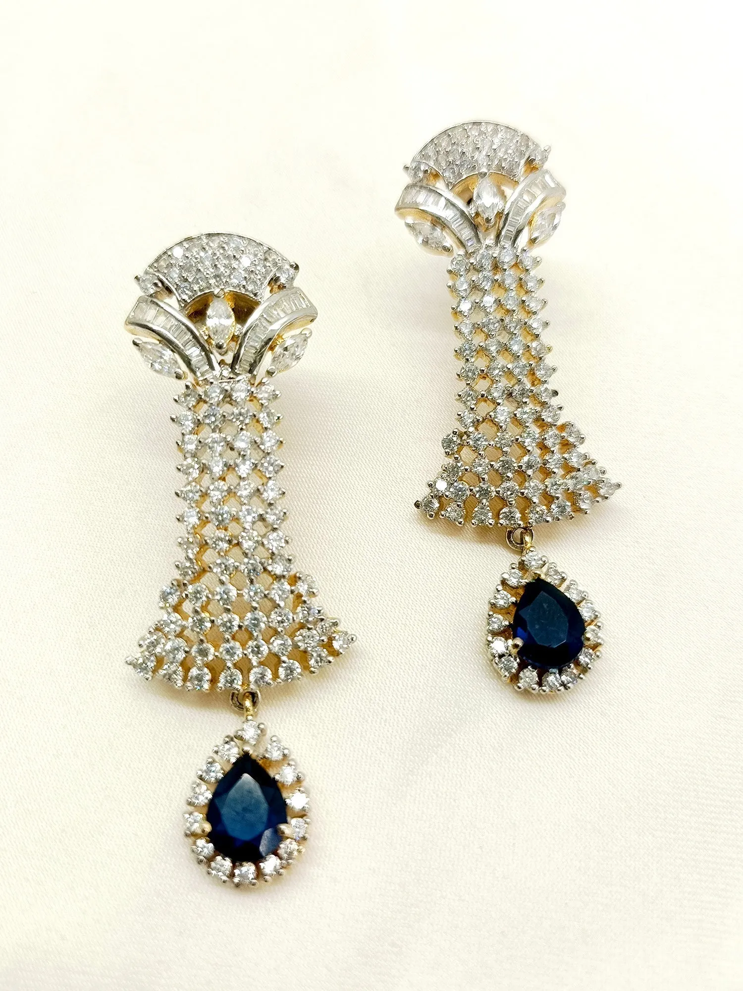 Anukampa Blue American Diamond Earrings