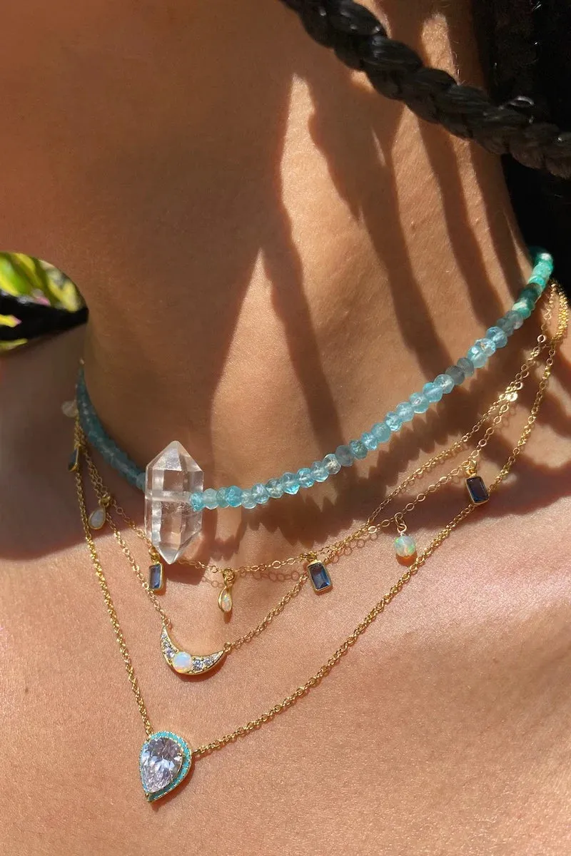 CINDERELLA NECKLACE IN OPAL/BLUE