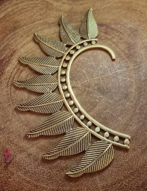 Feathered ear cuff- Brass