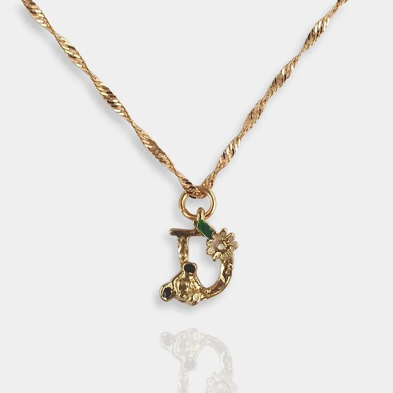 Floral Alphabet Initial Necklace