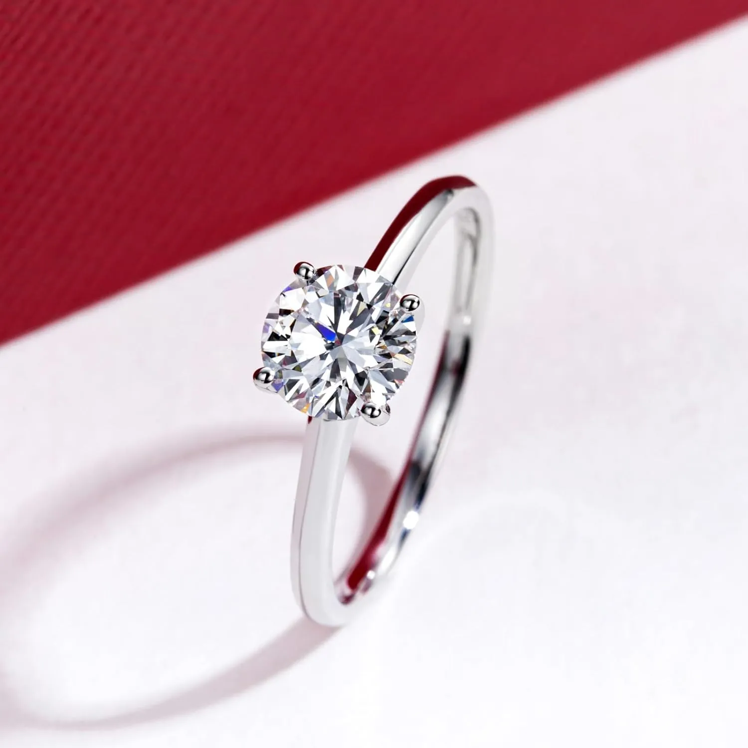 IGI 1ct D Color VVS Lab Grown Diamond Engagement Ring, 14K Solid White Gold