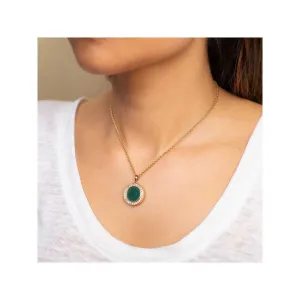 Kaj Fine Jewellery Malachite Diamond Chain Pendant in 14KT Yellow Gold