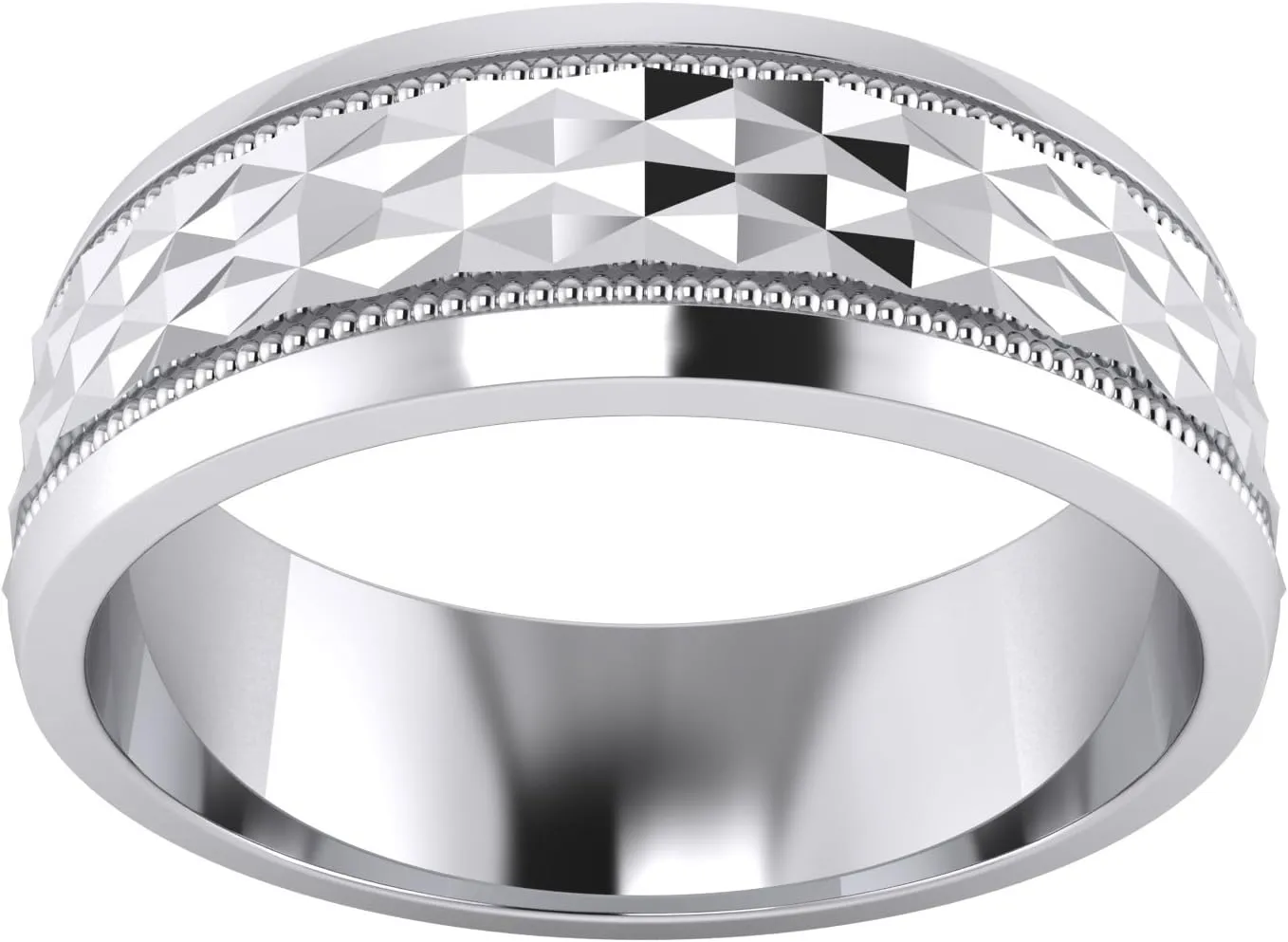 LANDA JEWEL (5 Styles) Heavy Solid Sterling Silver Wedding Band Diamond Cut Patterned Ring Comfort Fit Unisex