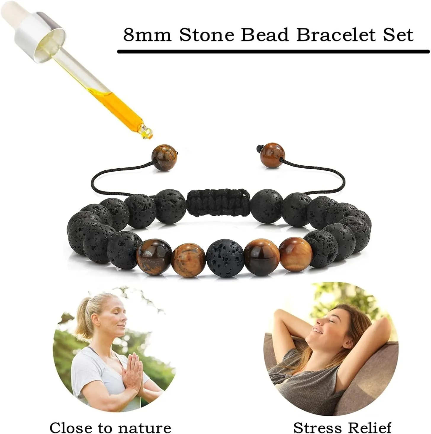 MengPa Mens Beaded Bracelets Bracelet Lava Rock Beads Stone Trendy Jewelry Sets Gifts for Him Boyfriend