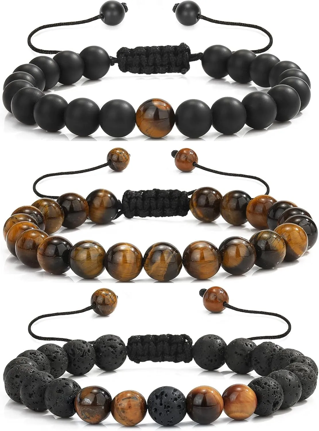 MengPa Mens Beaded Bracelets Bracelet Lava Rock Beads Stone Trendy Jewelry Sets Gifts for Him Boyfriend