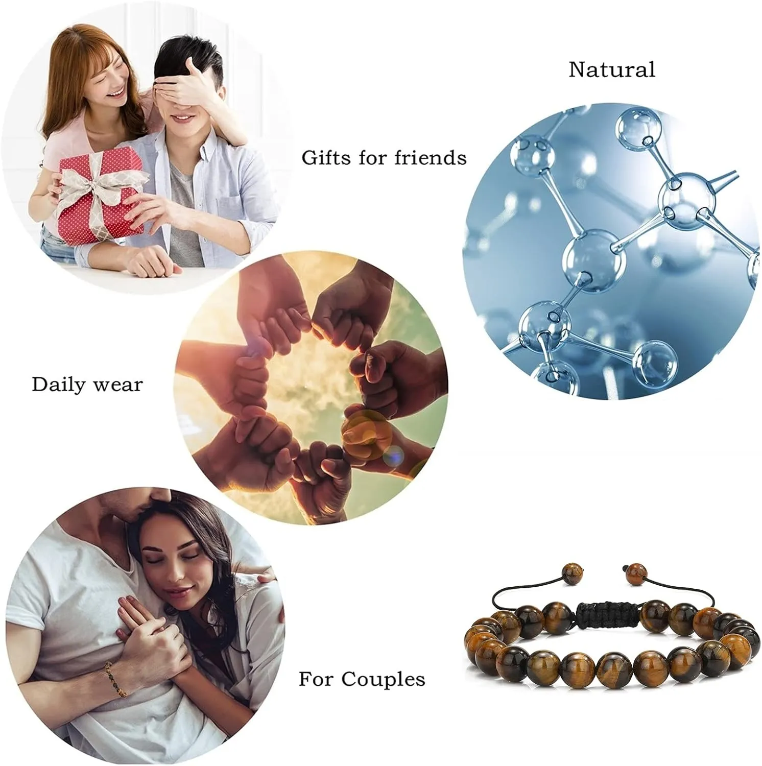 MengPa Mens Beaded Bracelets Bracelet Lava Rock Beads Stone Trendy Jewelry Sets Gifts for Him Boyfriend