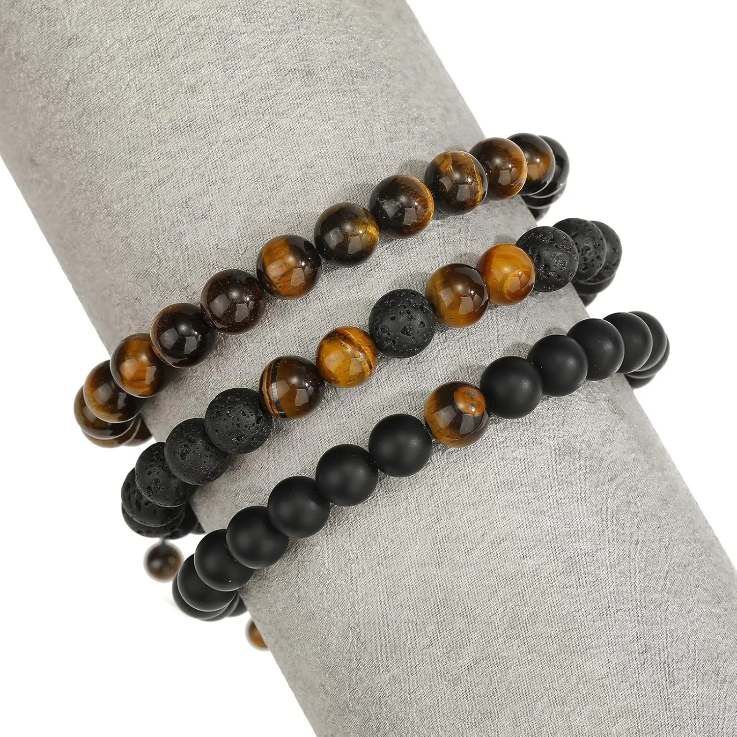 MengPa Mens Beaded Bracelets Bracelet Lava Rock Beads Stone Trendy Jewelry Sets Gifts for Him Boyfriend