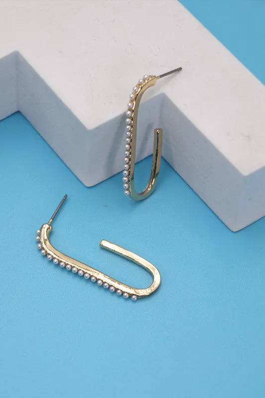 Never Give Up Pearl Huggie Hoops