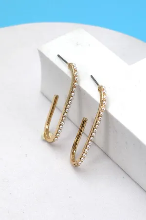 Never Give Up Pearl Huggie Hoops