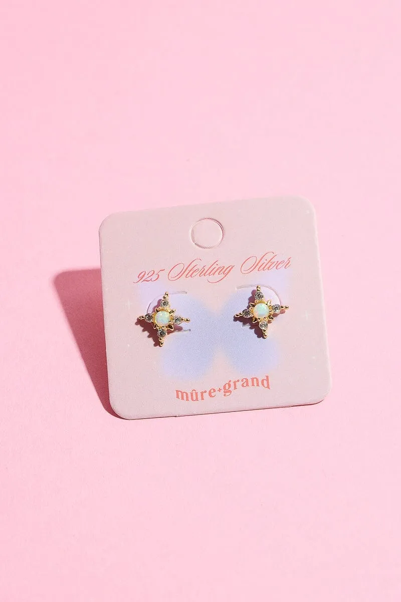 Opal Star Sterling Silver Stud Earring