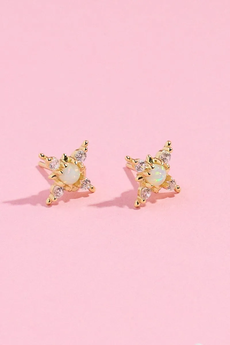 Opal Star Sterling Silver Stud Earring