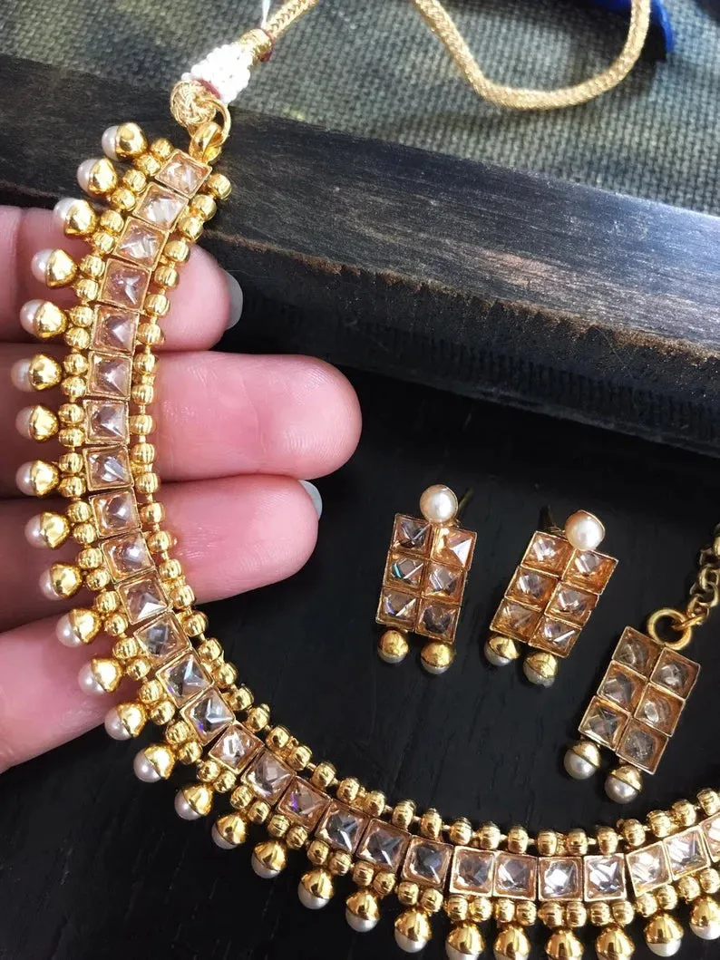 Polki Choker Set with Earrings n Maagtikka