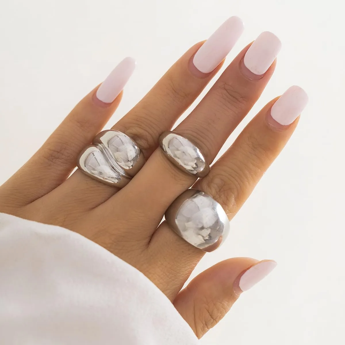 Sora Tuki Chunky Gold Rings for Women Adjustable Dainty Silver Rings for Women Gold Stackable Thin Rings Bold Thick Statement Rings Silver Gold Plated Jewelry