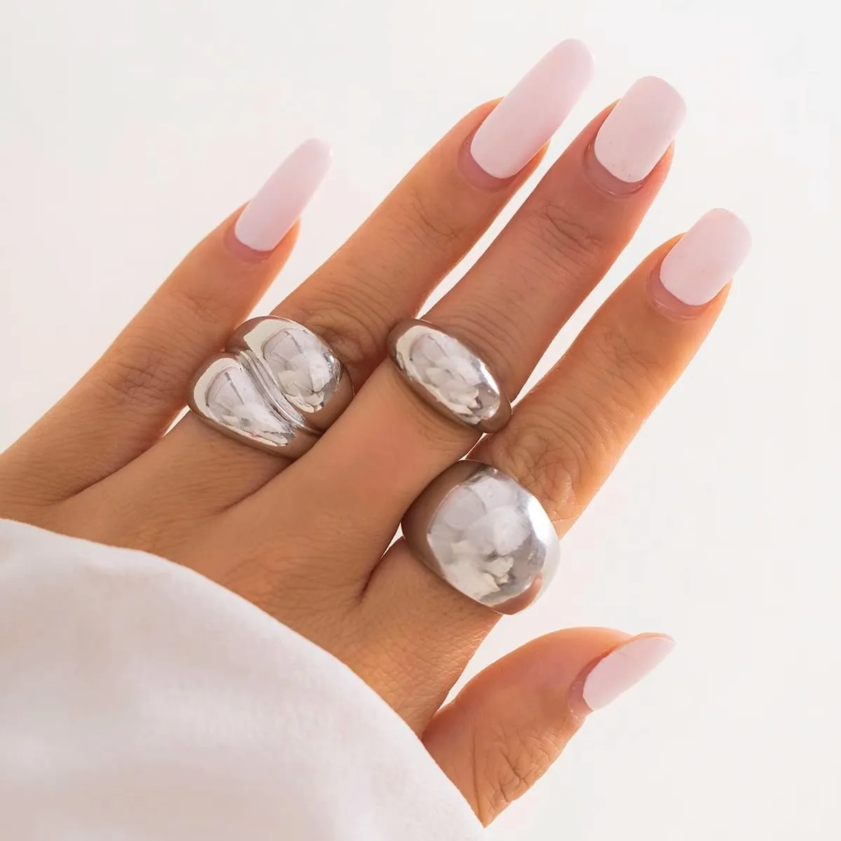 Sora Tuki Chunky Gold Rings for Women Adjustable Dainty Silver Rings for Women Gold Stackable Thin Rings Bold Thick Statement Rings Silver Gold Plated Jewelry