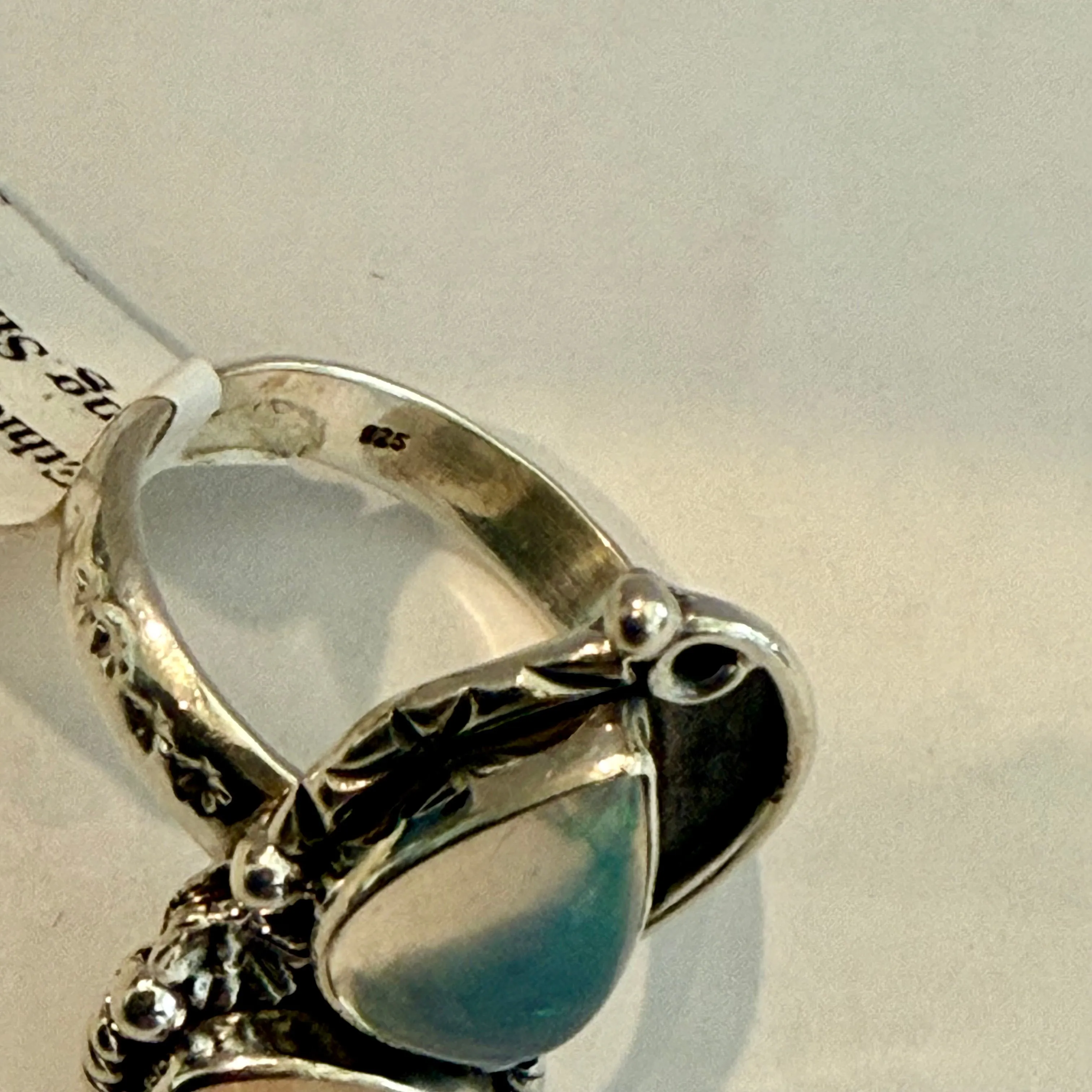 Stunning Ethiopian Fire Opal Ring Southwestern Sterling Silver Floral Framed New