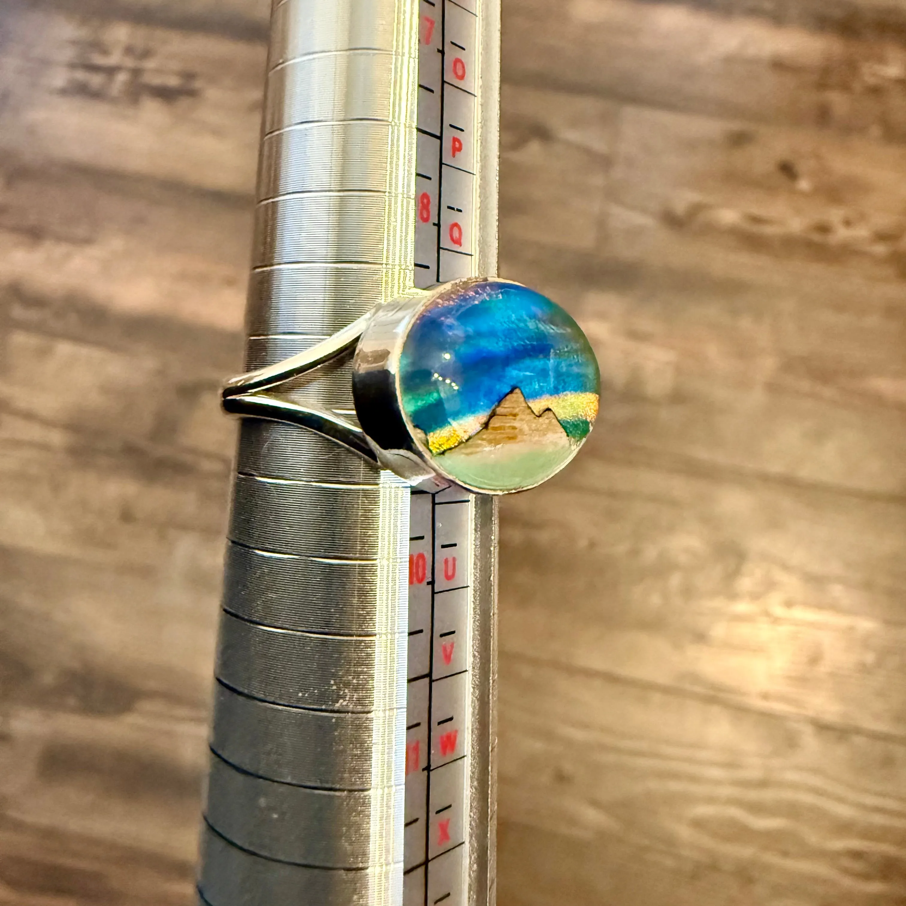 Unique Aurora Opal Ring Northern Lights Sterling Silver Unisex Trendy Size 9 New