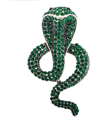Vintage Style Crystal Cobra Animal Brooch Rhinestone Snake Serpent Lapel Pin Fashion Jewelry Brooches Accessories for Men Women