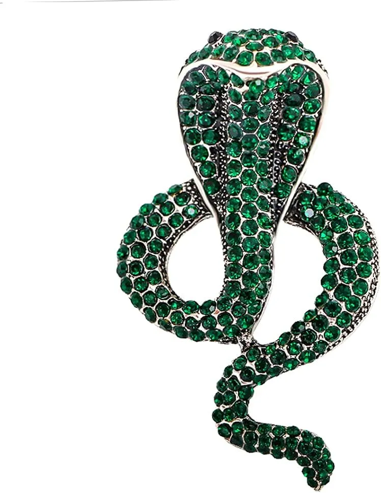 Vintage Style Crystal Cobra Animal Brooch Rhinestone Snake Serpent Lapel Pin Fashion Jewelry Brooches Accessories for Men Women
